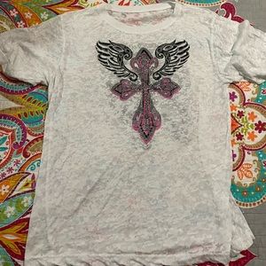 white see through shirt with design